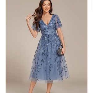 Ever Pretty Gorgeous Blue Floral Midi Dress 💙💙